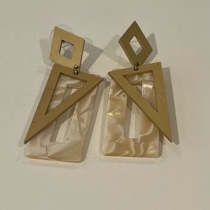 Gold and pearl-style drop earrings